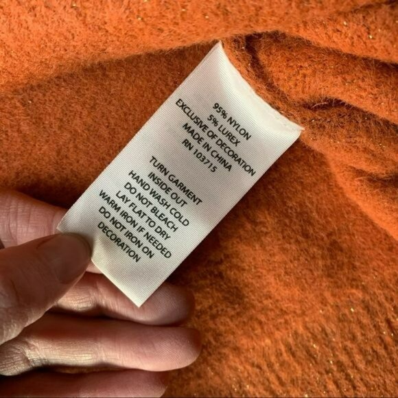 Nanette lepore women's size M orange with gold knit balloon long sleeve sweater - Picture 6 of 8